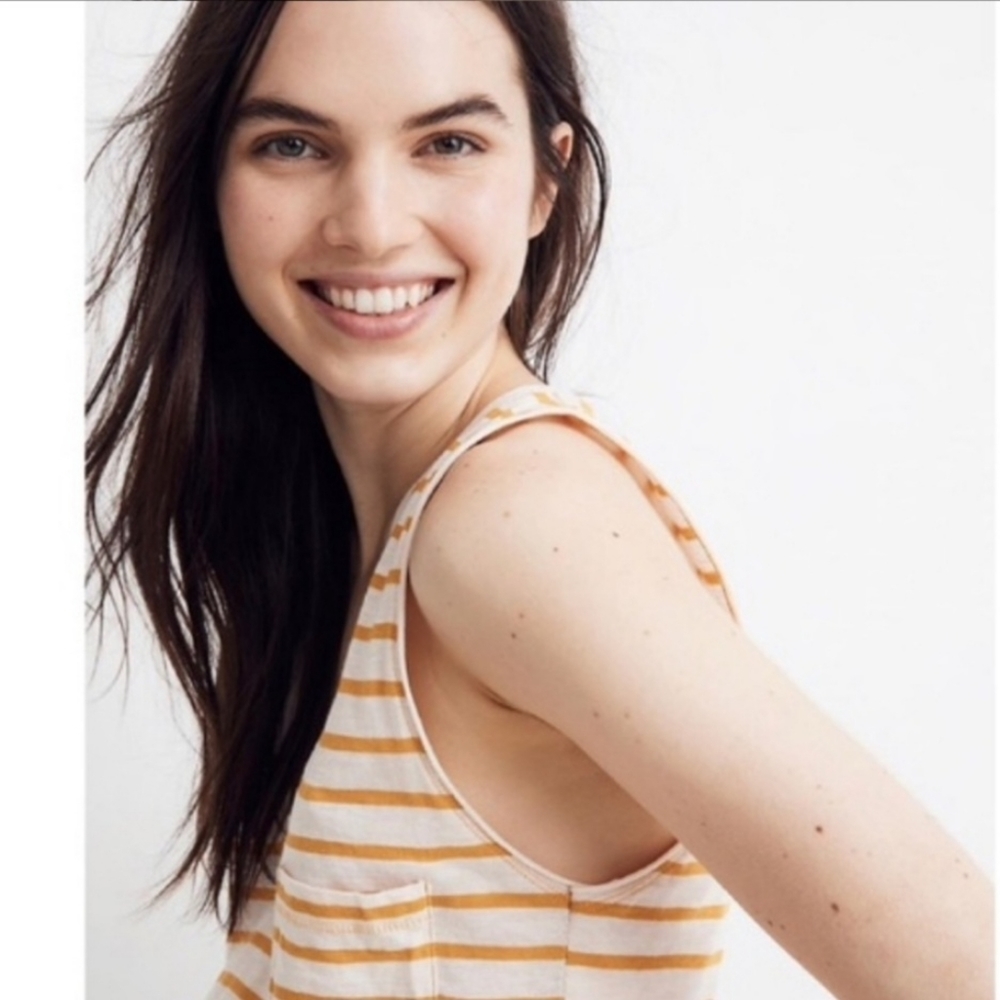 MADEWELL Whisper Cotton V-neck Pocket Stripe Tank - Picture 11 of 11